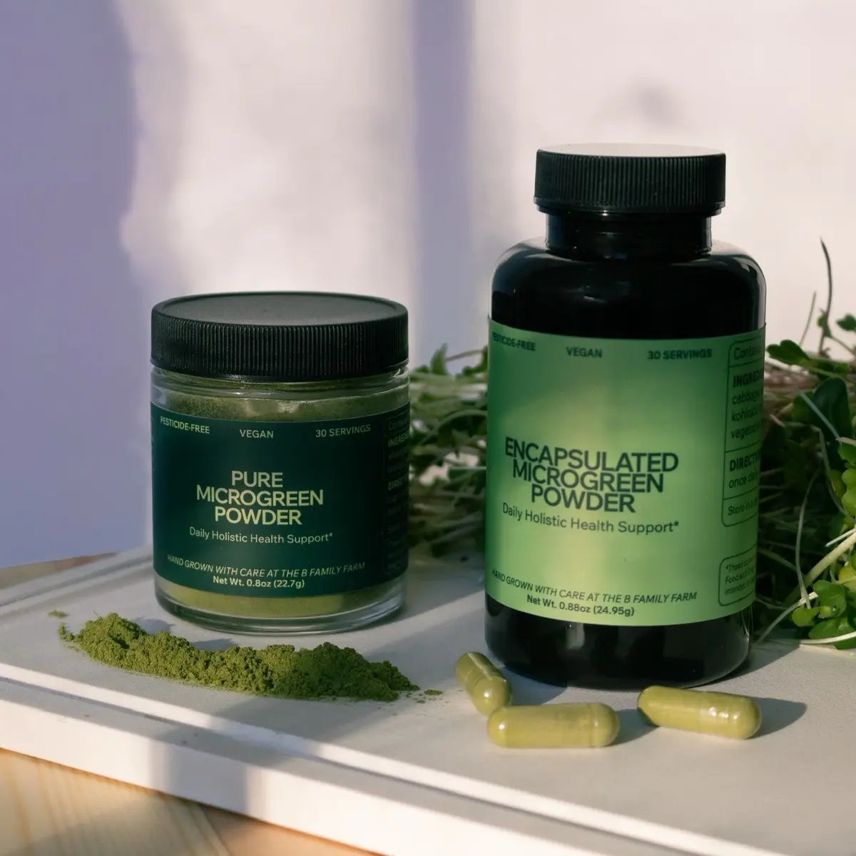 Encapsulated Microgreen Powder Daily Wellness Supplement
