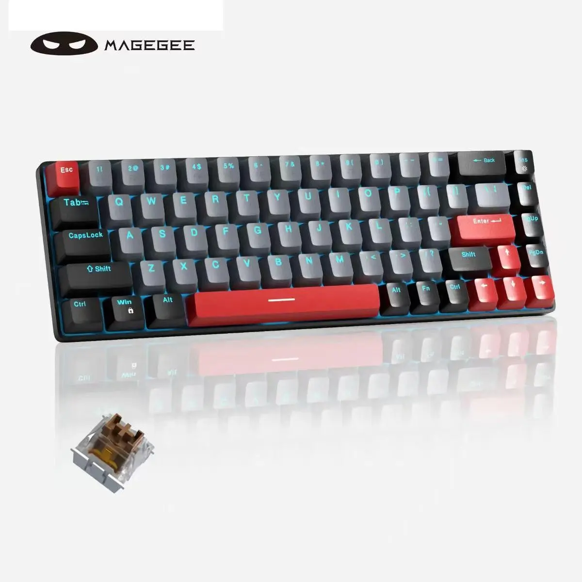 Portable Mechanical Gaming Keyboard, LED Backlit, Illuminated Mechanical Keyboard, Pc Accessories Gaming, Compact 68 Keys, Mini Wired Design, Full Compatibility, Compatible with Windows Laptop PC MAC, Lighted Mechanical Keyboard