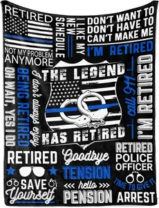Police Officer Retirement Gifts, Funny Throw Blanket for Retired Police Officers Men, Law Enforcement, Correctional Officer, Cops 65" x 50"