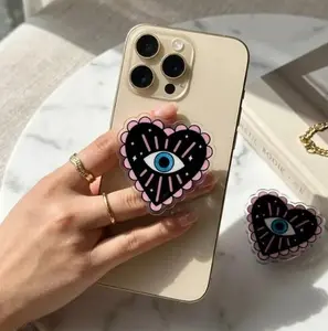 Lucky Evil Eye Scalloped Heart MagSafe Phone Grip, Horror Aesthetic Magnetic Phone Holder, Kawaii Scary Fan Gift , Kindle Accessories sticky Baby mount Library Card Flower-Shaped Multi-Functional Stand Universal Car Double-Sided Octo Adjustable Portable