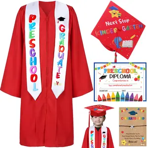 Preschool Graduation Cap and Gown Set Class of 2026 Photoshoot Cute Prek Graduation Outfit with Bracelet & Certificate & Sash, Preschool Graduation Gifts for Son Daughter Nepnew