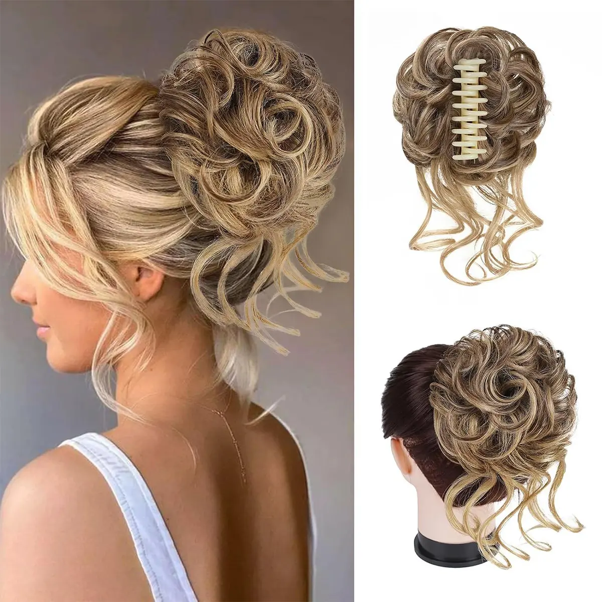GEEOE  Messy Buns Hair Pieces for Womem Fake Hair Bun Extensions Clip in Ponytail Natural Hair Extensions Hairpieces for Womens