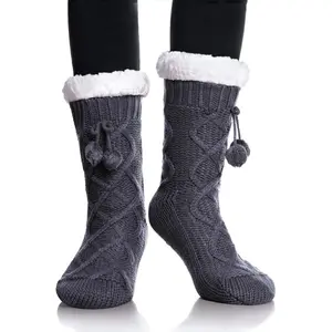 Womens Non Slip Slipper Socks Winter Warm Soft Cozy Fuzzy Fleece-lined Grippers Home Socks