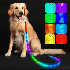 LED Light Up Dog Leash USB Rechargeable Tractor Rope for Night Walks, for Small Medium Dogs (8-100lbs), Gift for Pets dog harness