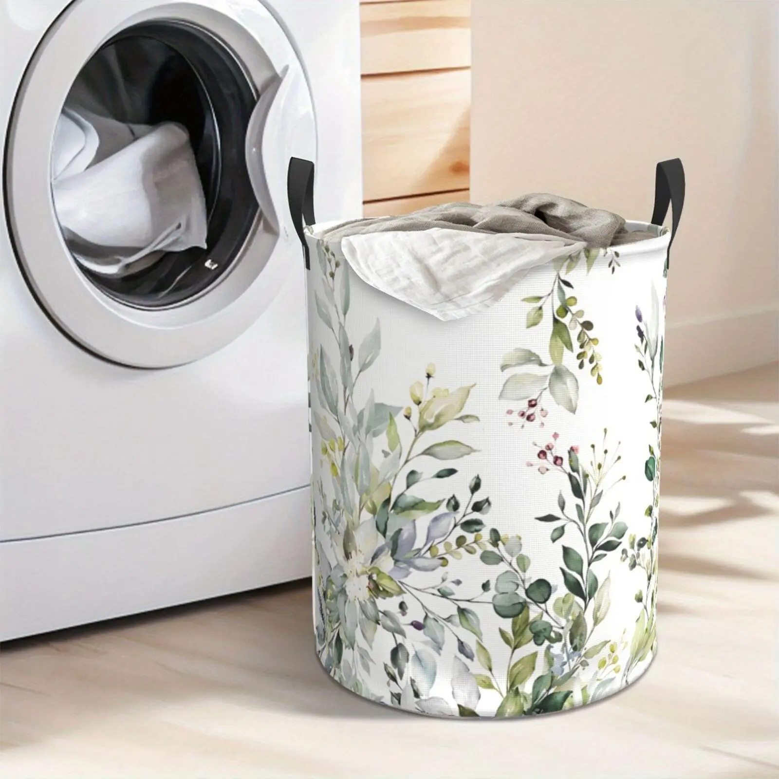 Botanical Floral Laundry Hamper  Portable Storage Hamper with Sturdy Handle， Oxford Cloth， Easy to Store and Collapsible Design， Laundry Baskets