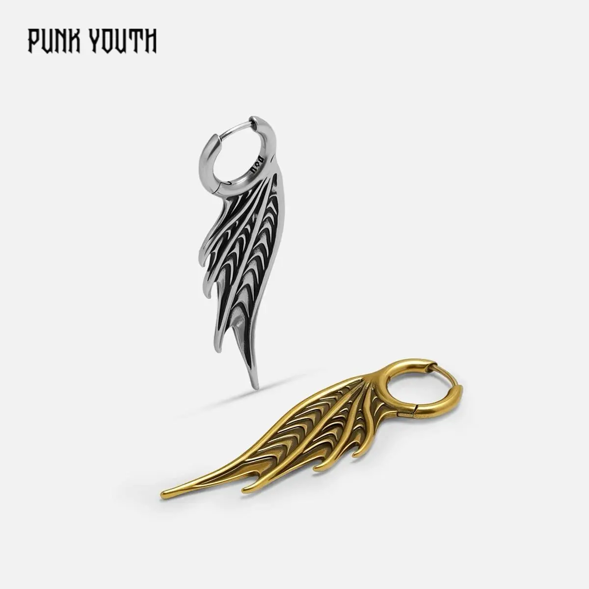 ODYSSEIA 925 sterling silver post SPINED WING Earrings