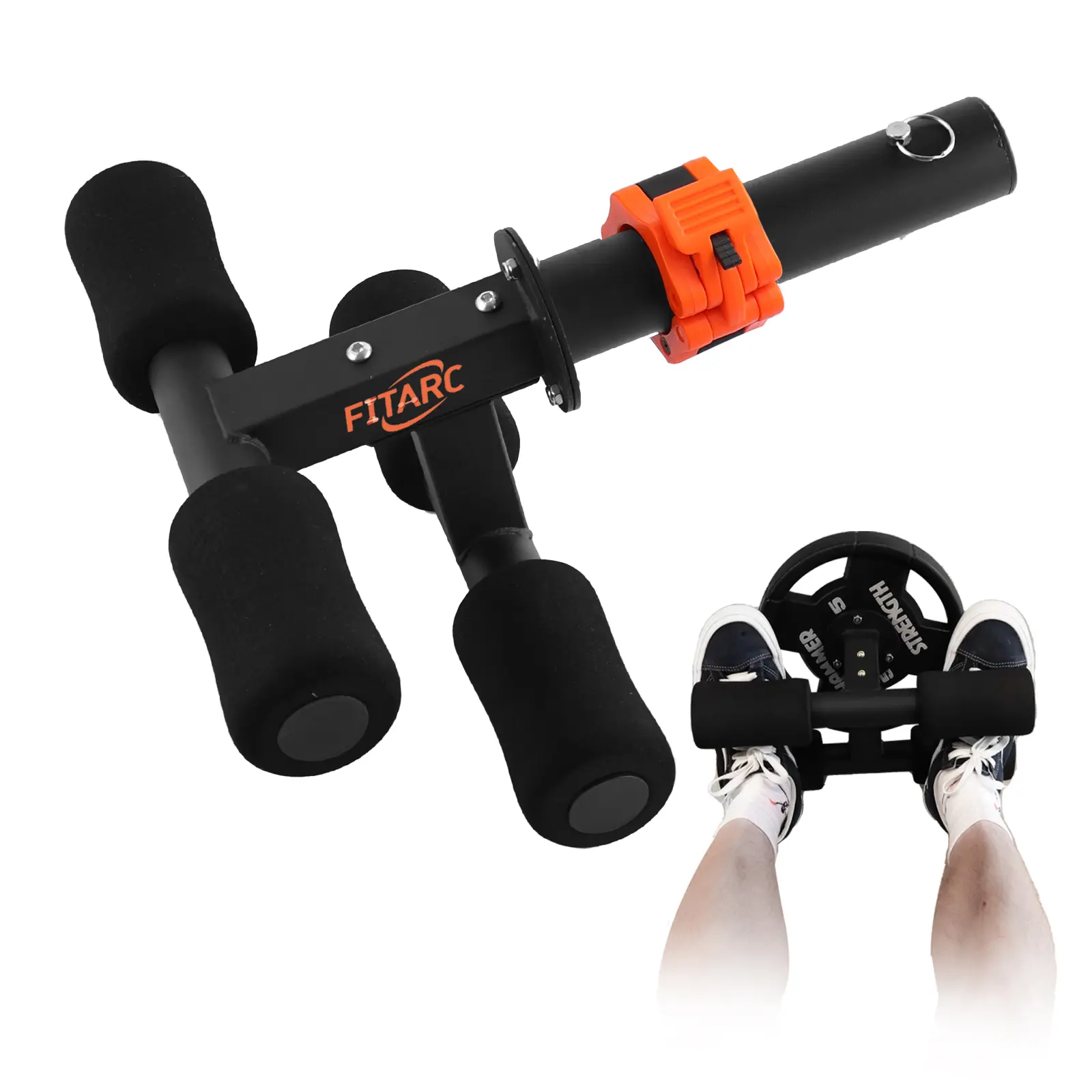 Fitarc Tibialis Trainer, Heavy-Duty Steel Bar for Knee Over Toes Strength Training, Functional Training Workout for Athletes to Improve Athletic Ability, Fits 2" Olympic Plates with Double Fixation & Foam Padding, Exercise, 4 Foam Pads, 2 In, Reduce Injur