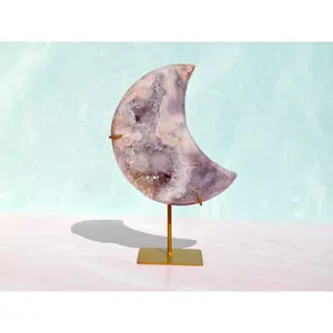 Lilac Pink Amethyst Moon on stand