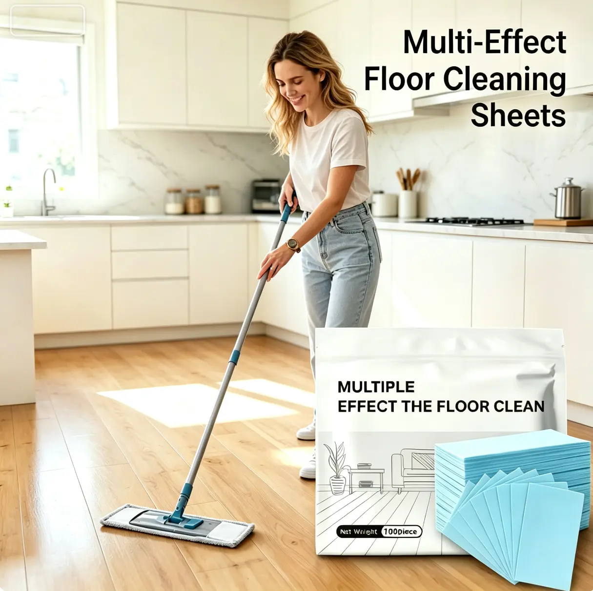 Floor Cleaning Tablets Sheets Concentrated Mild Scent Cleaner & Polish For Hardwood Laminate Tile RV Surfaces Antibacterial Deodorization Maintenance