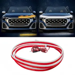 Car LED Hood Light Strip, 70 Inch 12V Flexible Waterproof Daytime Running Lights for Car, Universal Engine Cover Decoration Accessories for Cars, SUVs, Trucks, Dynamic Scan Start-up Effect (White)