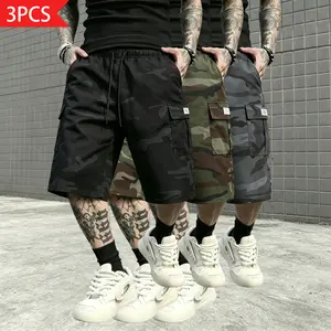 Great value 3-pack: men’s summer cargo pants, men’s capri pants, men’s camouflage pants, men’s casual pants, flap pockets, elastic waistband, adjustable drawstring—suitable for everyday wear, work, outdoor activities, and more; an excellent gift for frien