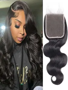 5x5 Transparent HD Lace Closure Human Hair Straight Lace Closure Virgin Human Hair Invisible Lace Frontal Closure Pre Plucked with Baby Hair Natural Black Color