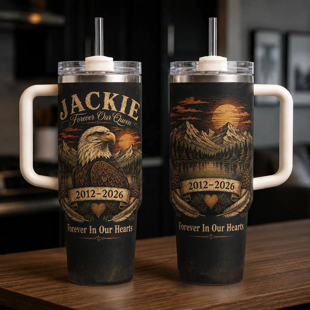 Jackie Bald Eagle RIP 40oz Tumbler, Jackie the Eagle Tribute, Watercolor Eagle 20oz Tumbler, Big Bear Eagle Gift, Wildlife Nature Home Decor
