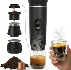 3 in 1 Portable Espresso Machine Self Heating Coffee Maker Travel Espresso Maker Compatible with Ground Coffee and Coffee Capsules Portable Coffee Machine for Camping Hiking RV Office Home Coffee Lover Gift for Dad Husband