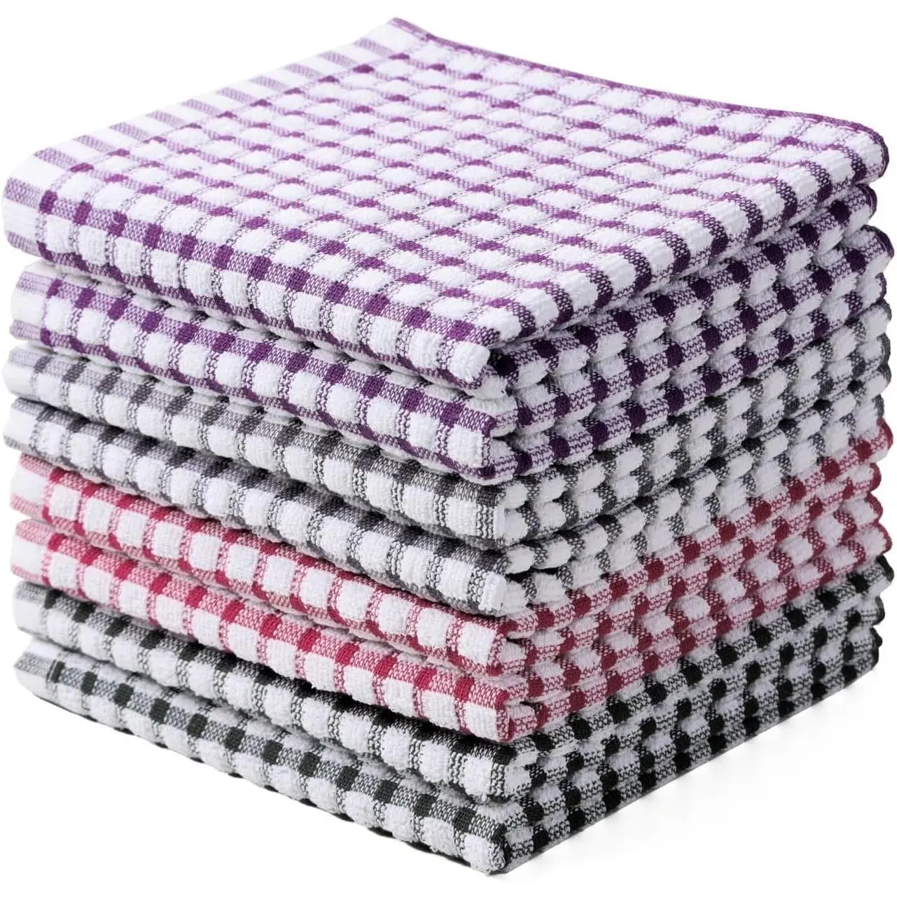 Cotton Kitchen Dish Cloths for Washing Dishes, 12x12 Inches Dish Rags, Absorbent Kitchen Cloths Pack of 8, Quick Drying Cleaning Cloths (Mix-3, 12"x12")