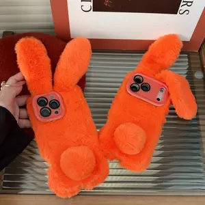 Plush Phone Case Apple iPhone 17/16/15/14/13/12/11, New Starry Rabbit Bunny Design, Fall/winter Full Coverage Shockproof Protection