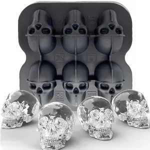Skull-Shaped Silicone Mold - Versatile Multifunctional Design for Unique Ice Cubes, Chocolate, Pudding, Jelly, and Candy - Spooky Halloween-Themed Kitchen Essential and Party Supply for Whiskey Lovers and Apartment Entertainers