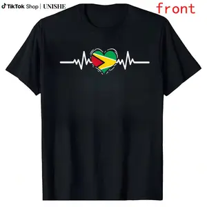 Guyana Pride T-Shirt – Heartbeat and Flag Design, 100% Soft Cotton