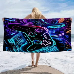 Super soft and quick drying beach towel, enlarged and thickened, super absorbent polyester fiber, essential for outdoor beach vacation, portable and quick drying bath towel, colorful, solid color, lightweight picnic pad, beach sunscreen towel