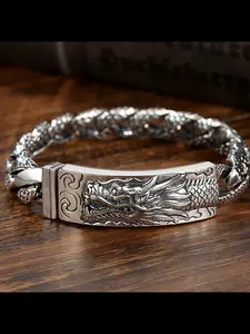 Handmade Bold Dragon Men's Bracelet, Vintage Style, Fashionable Match, Perfect Birthday Gift for Boyfriend