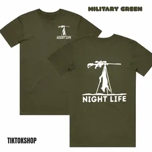 Night Life Sniper Tripod Tee - Classic Fit Predator T-Shirt Night Gear - Men's Short Sleeve Gift for Coyote Hunters