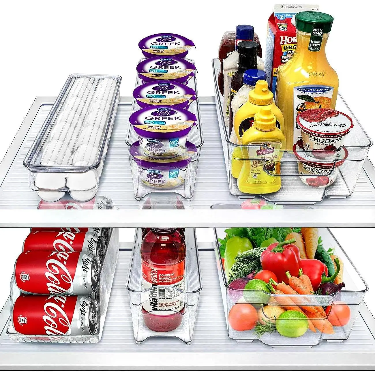 Refrigerator Storage Boxes - Set of 6 Refrigerator Storage Boxes and Containers, Stackable Freezer Boxes and New Home Essentials, BPA-Free Food Storage Drawer Organizers