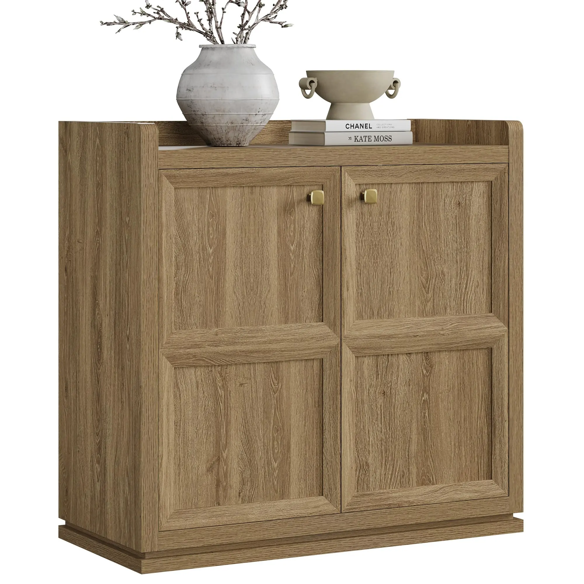 SICOTAS Buffet Cabinet with Storage 34" Sideboard Accent Storage Cabinet with Doors & Shelves Modern Buffet Table with Golden Handle Credenza Side Board for Living Room Kitchen Dining Room Entryway