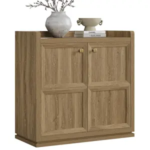 SICOTAS Buffet Cabinet with Storage 34" Sideboard Accent Storage Cabinet with Doors & Shelves Modern Buffet Table with Golden Handle Credenza Side Board for Living Room Kitchen Dining Room Entryway