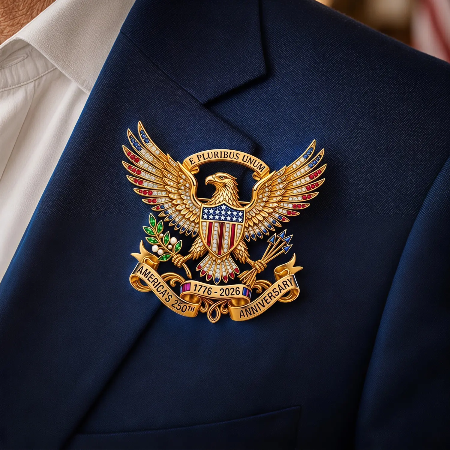 Patriotic Eagle Brooch with Crystal Rhinestones, American Flag Lapel Pin for Independence Day, Commemorative 250th Anniversary Boutonniere Pins, Brooch With Crystals