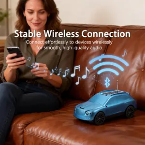 Luxury Car-Style Wireless Speaker with Solar Charging, Deep Bass Stereo Sound, FM Radio, Portable Music Speaker for Indoor & Outdoor