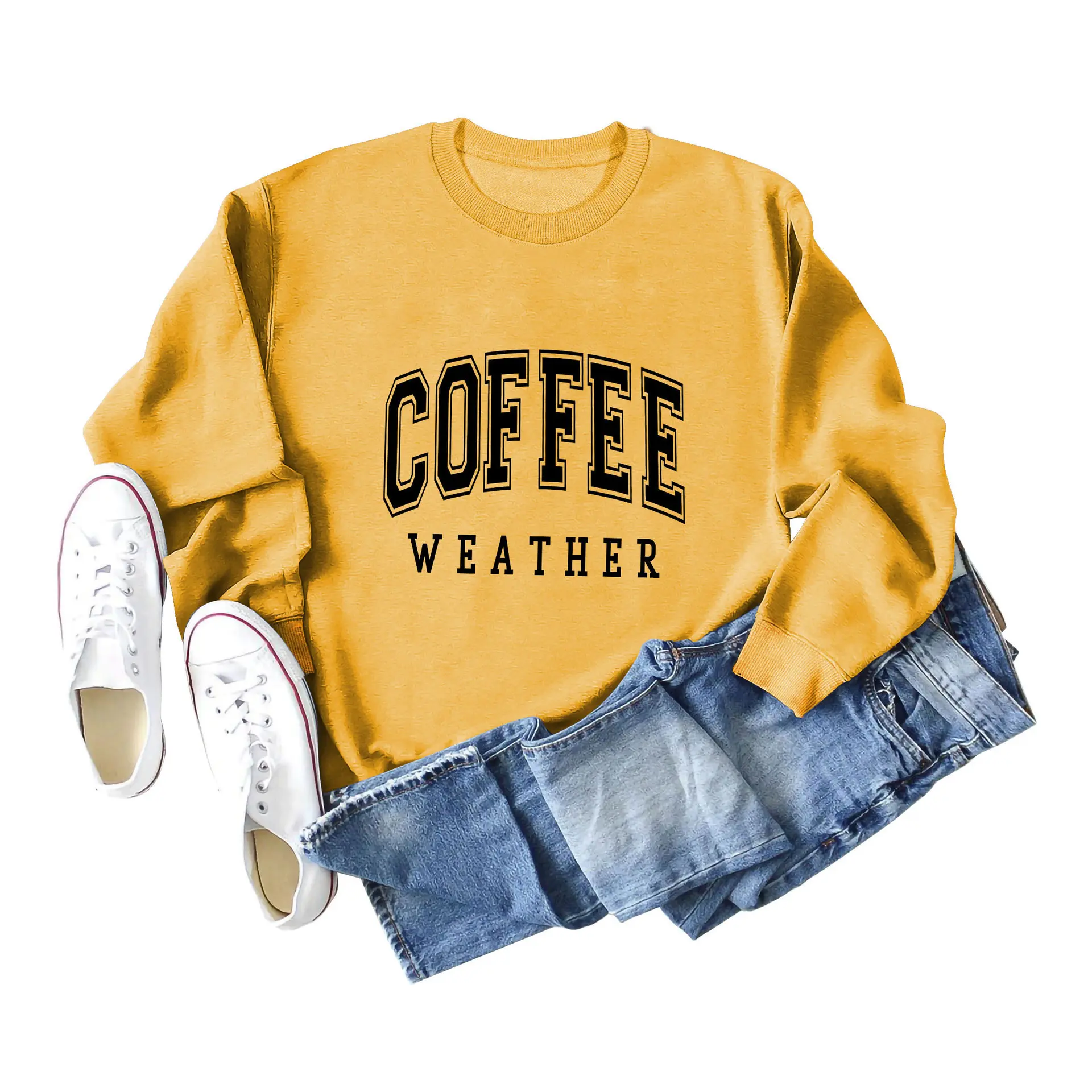 Yellow hoodie (black font)