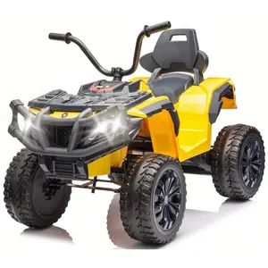 12V/24V Kids ATV Ride-On Car, 4-Wheeler Electric Quad Toy with Dual 35W Motors, 7Ah Battery, LED Lights, Music, High/Low Speed, for Kids 3-5, Max Load 66lbs
