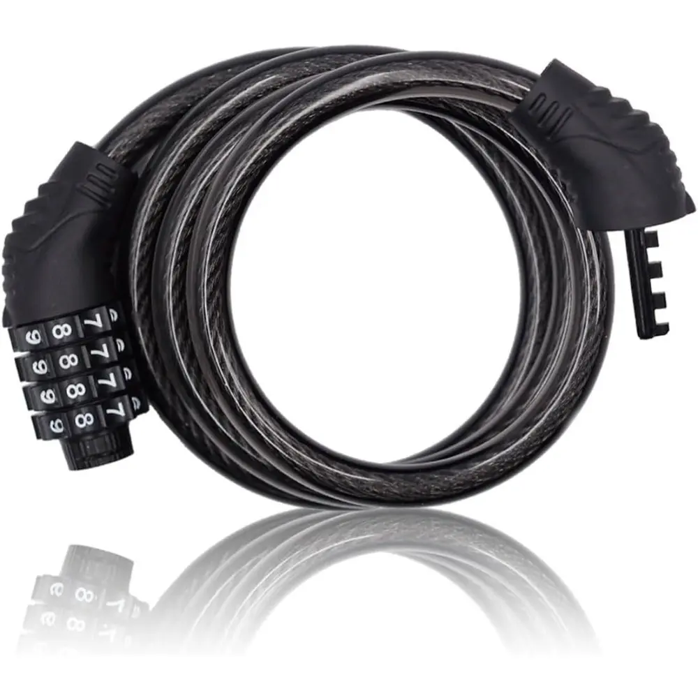 4 Digit 3 Feet Long Bike Lock Cable Combination, Resettable Anti Theft Bicycle Lock For Electric Scooter