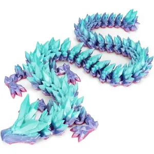 24" Large 3D Printed Dragon Toys, 3D Printed, Articulated Dragon with,Adults Desk Fidget Toys,Easter Basket Stuffers, Home Office (Crystal Dragons)