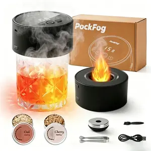 PockFog-Trendy 2 in 1 Old Fashioned Smoker with Electric Smoke & Light - Customizable Smoke Duration, 6 Wood Chips, RGB Lights, Perfect Gift for Men, Ideal for Cocktails & Bourbon - Utensils