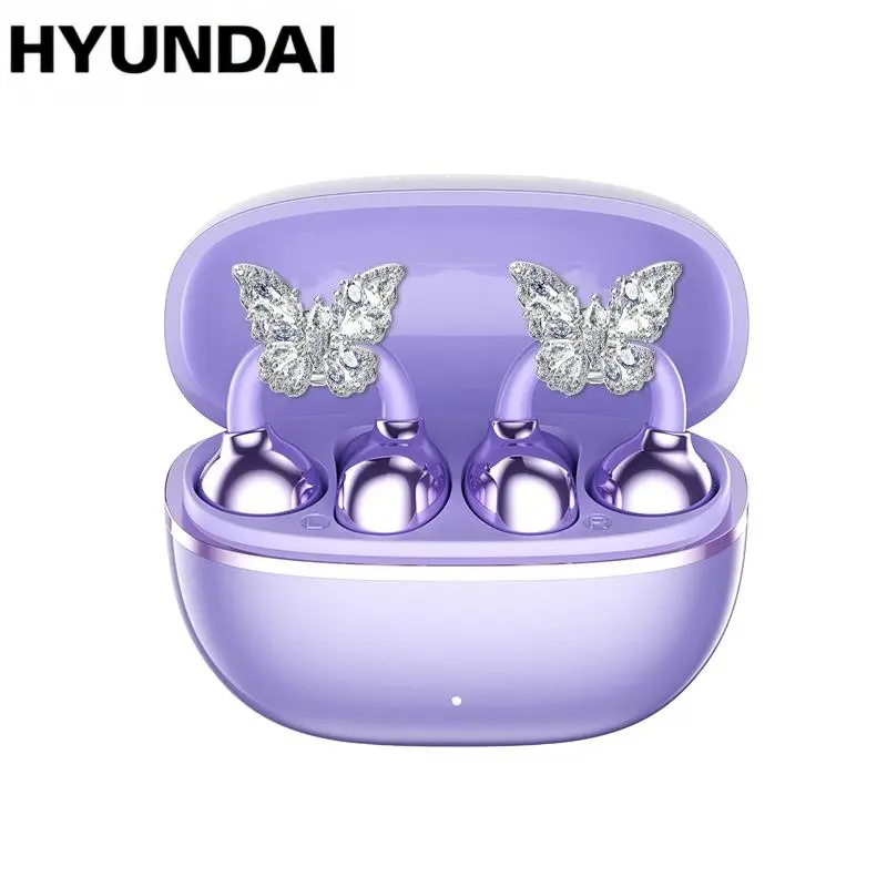HYUNDAI Earclip C7 Clip-on Design Wireless Earphones, Upgraded Sound Headset, Zero Weight Comfortable Wearing & Sports Earbuds for Work, Fitness