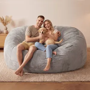 VIREO  6FT 7FT Bean Bag Chairs for Adults Memory Foam Filler Beanbag Chair with Removable and Washable Flannel Cover,3FT 4FT Lazy Chairs for Living Room,Medium Size Beanbag Sofa，5Ft