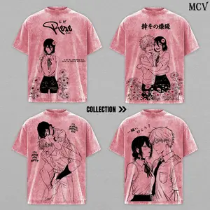 [COLLECTION] Chainsaw Man The Movie: Reze Arc – Denji x Reze Couple Tee Washed, Vintage Oversized Heavy Cotton Anime Manga T-Shirt Set, Double Printed Retro Unisex Streetwear Top Gift for Lovers, Unisex Fit, Oversized Form, Anime Manga Fans