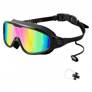 Waterproof Swimming Goggles with Storage Box, Anti-Fog Electroplated Swim Goggles with Ear Plugs, Ideal for Swimming and Diving