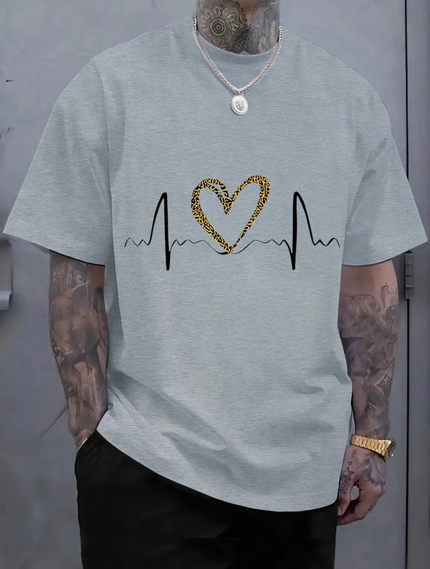 Black T-Shirt with Glitter Heartbeat Design for Valentine's Day