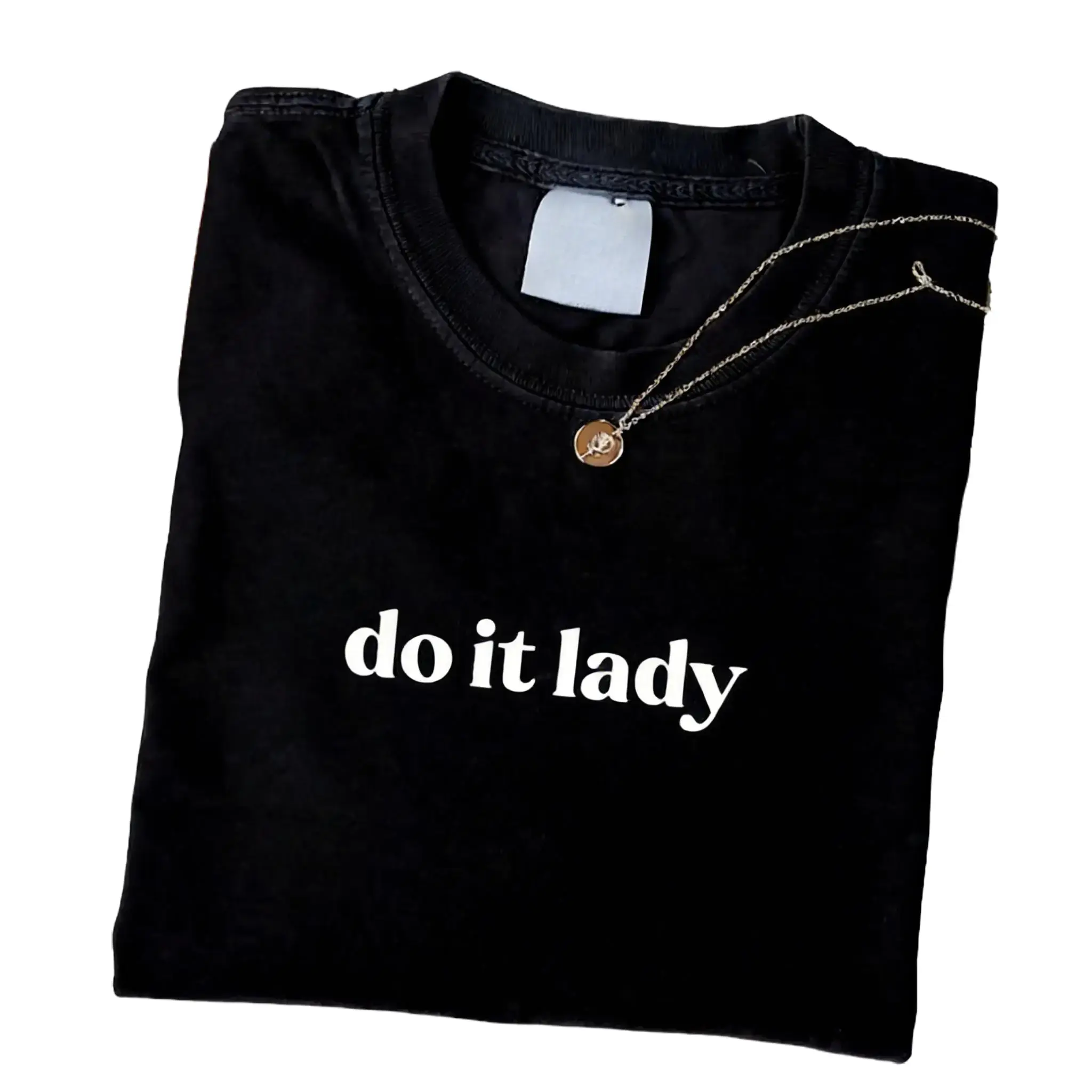 Women's Short-Sleeve Cotton Round Neck Graphic T-Shirt - Do It Lady Chit Tour Homage Quote, Retro Comedy Funny Meme Bootleg, Vintage Parody Fit Garment, Women's Gift