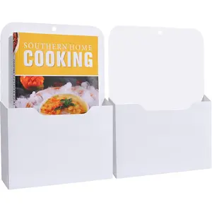 2 Pack Magnetic File Holder, Magnetic Paper Holder for Refrigerator and File Cabinets, Wall Hanging Magnetic File Organizer Folder for Mail Letter Notebook Planners