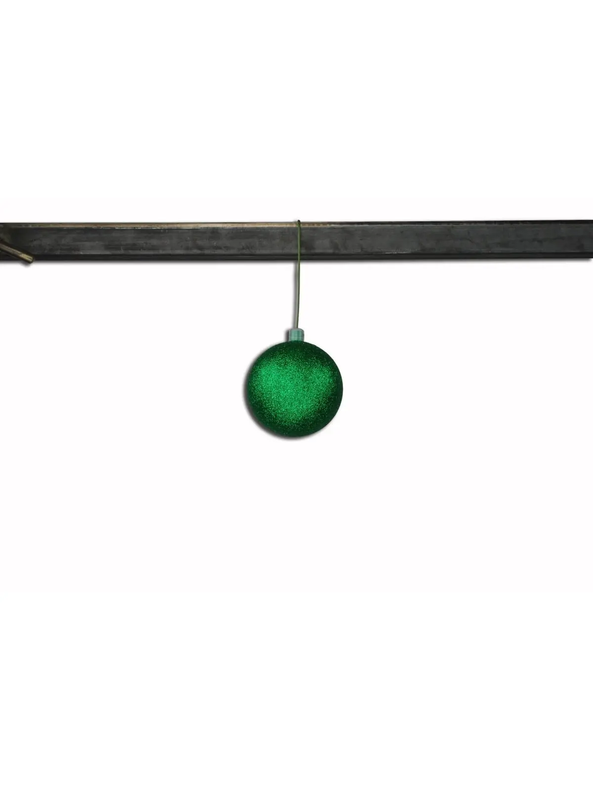 212 MAIN 3 in. Shatterproof UV-Resistant Green Glitter Ball Ornaments with Wire - Pack of 12, Outdoor-Safe Christmas Tree Decor, Festive Home & Party Supplies