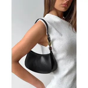 Contradiction Bead Detail Shoulder Bag Black
