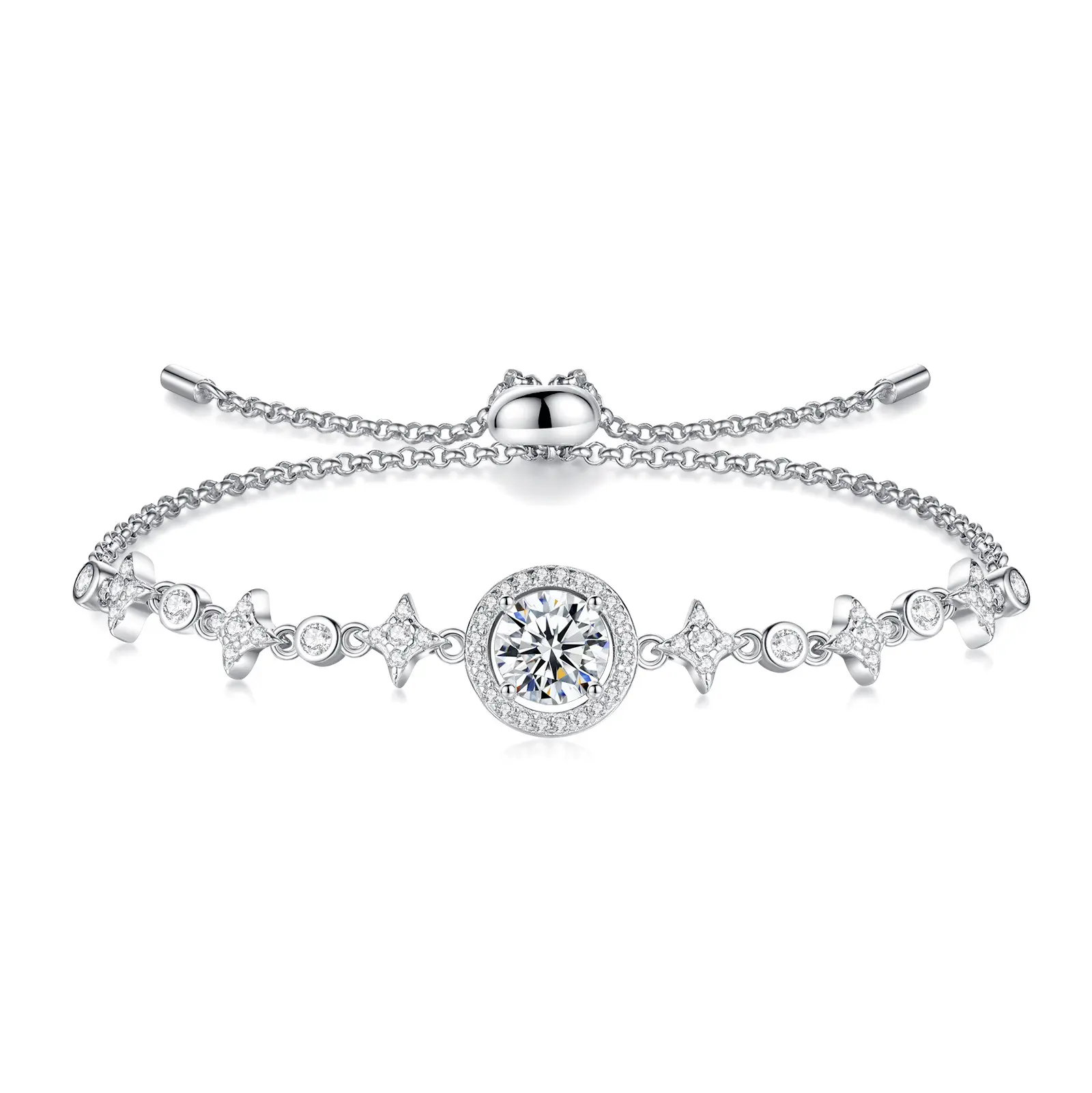[EVA Jewelry] Corona Bracelet 925 Sterling Silver Synthetic Moissanite Bracelet