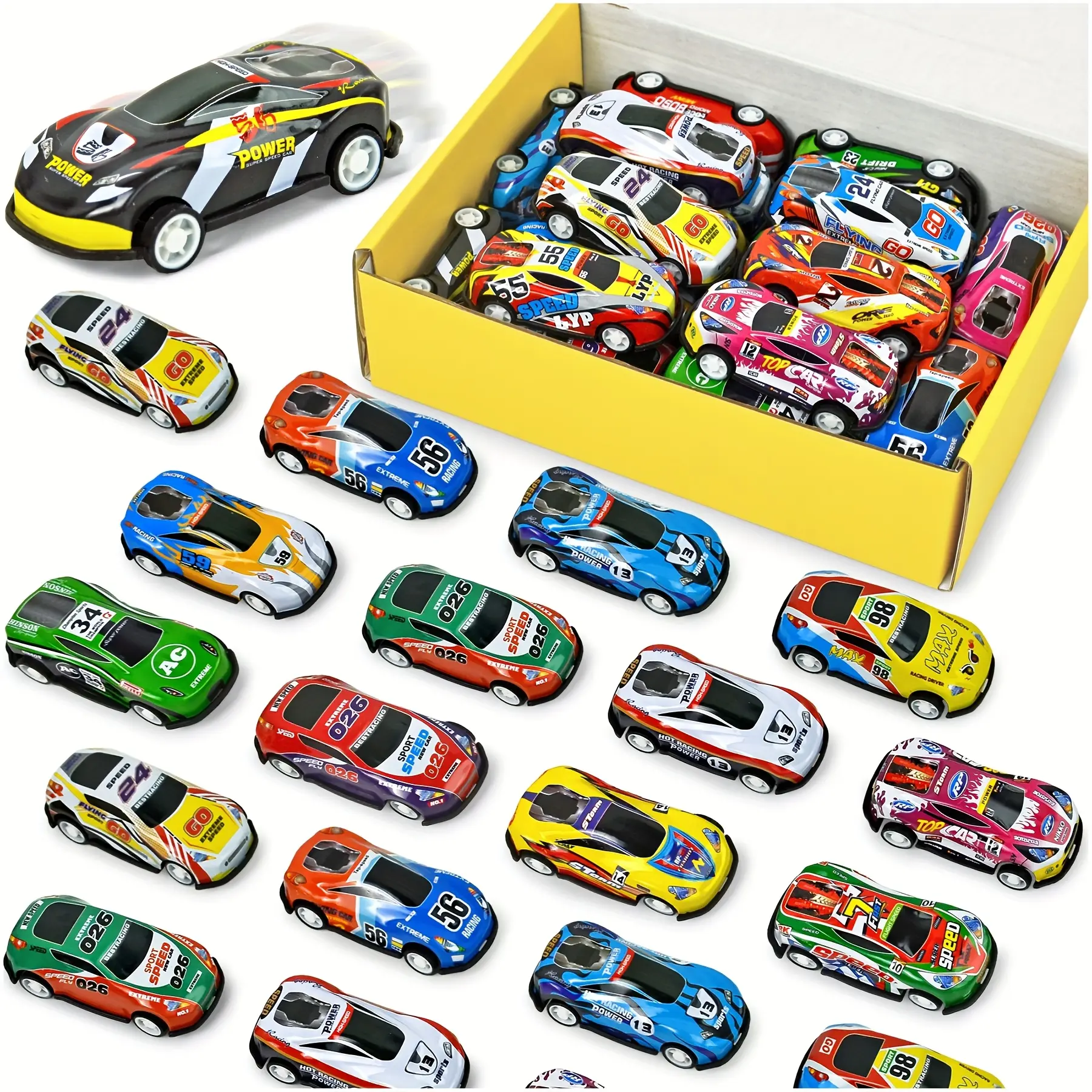 30 Mini Pull Back Race Cars Party Favors for Kids 4-8 Years Old, Bulk Vehicles Set for Classroom Treasure Box, Kids Prizes, And Pinata Fillers