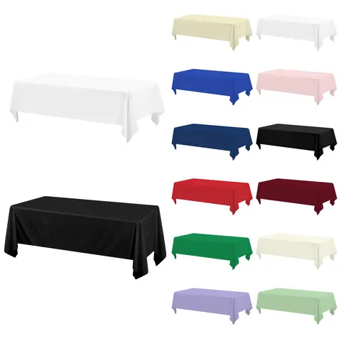 6/8/10/12 Packs Rectangle Polyester Tablecloth, Polyester Washable Tablecloth for Wedding Reception Banquet Party Halloween Decor Anniversary Party Household Items Holiday Outdoor Dining Table Setup，#Back-to-school #Halloween