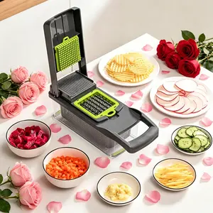 1 set of 14 in 1 multifunctional vegetable chopper, professional onion chopper, kitchen food slicer, vegetable chopper with 8 blades, and carrot and garlic container, convenient and practical, suitable for kitchen use