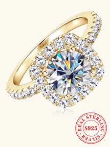 S925 Sterling Silver Moissanite Ring, Elegant Wedding Engagement Ring for Women & Men, Trendy All-match & Exquisite Jewelry for Birthday Gift