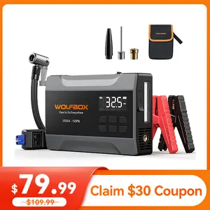 WOLFBOX Portable 2000A Jump Starter With Air Compressor 150PSI Tire Inflator LED HolidayHaul
